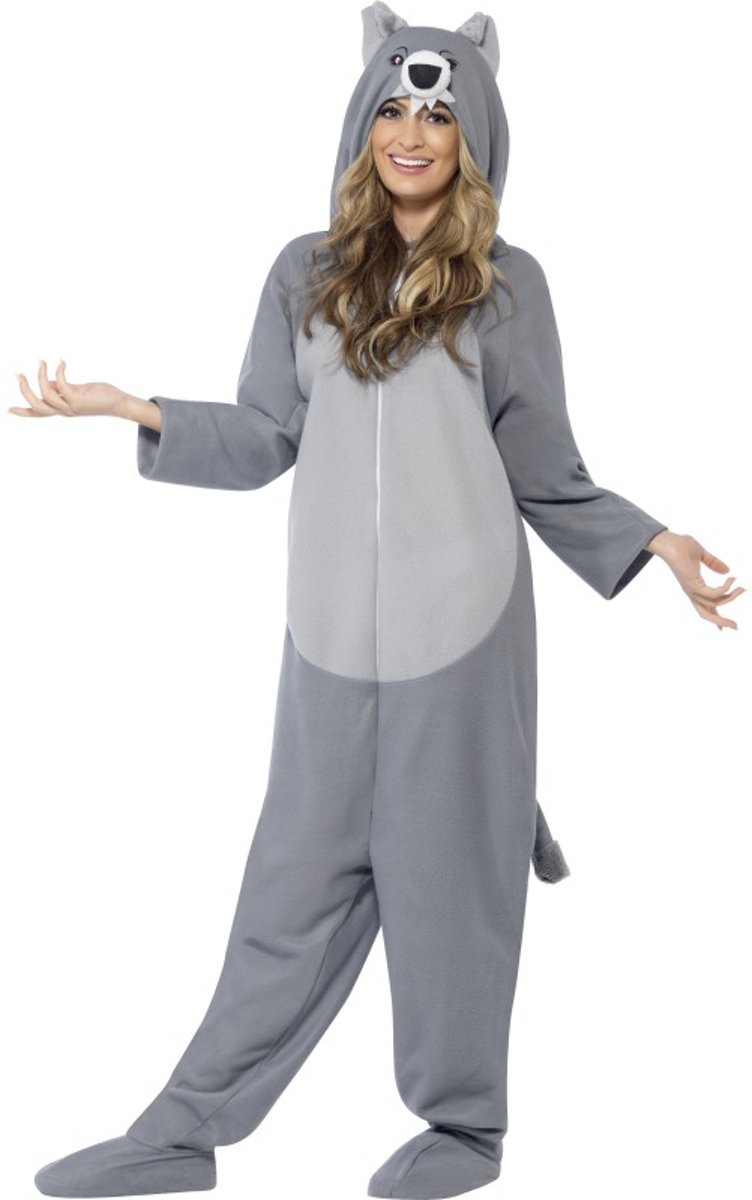 Wolvenpak Onesie| Wolf kostuum verkleedkleding heren maat M (48-50)